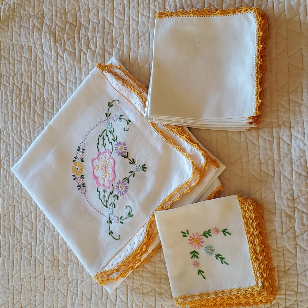 Matching embroidered table linen set